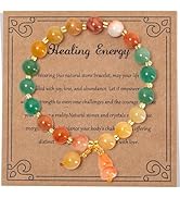 Inspirational Natural Stone Bracelet for Women Men ,Healing Gift-8 Chakra Energy Bracelet with Ja...