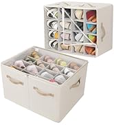 TOPIA HOME Shoe Organizer for Closet 2 Pack, Foldable Shoe Box with Adjustable Dividers and Clear...