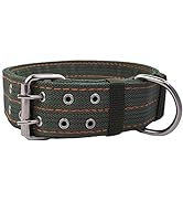 Buckle Dog Collar, 2 Wide Adjustable Nylon Military Tactical Dog Collars, 2-Rows D Ring Heavy Dut...