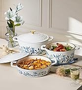 CAROTE Flora Dutch Oven Pot with Lid, Enameled Floral Dutch Ovens with Cotton Potholders...