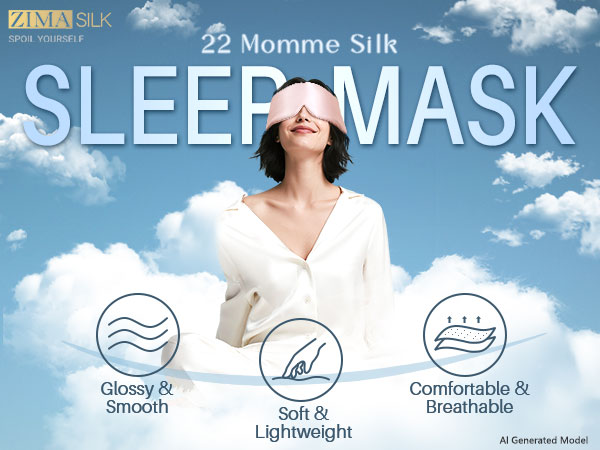 100% mulberry silk eye mask, full blackout blocks light for deep and restful sleep.