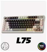 RK ROYAL KLUDGE L75 Gasket Mount Mechanical Keyboard w/Knob/Macro Keys &amp; Touchable Nameplate, Tri...