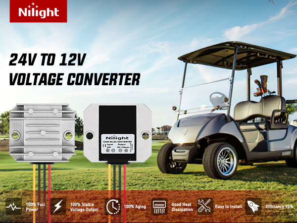 Nilight 120W 24V to 12V 10A DC Converter Regulator Reducer Golf Cart Voltage Converter Regulator