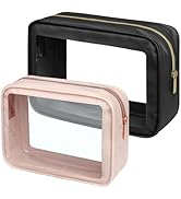 PACKISM TSA Approved Toiletry Bag - 2 Pack Upgrade Color-Edged Clear Makeup Bags, Clear Toiletry ...