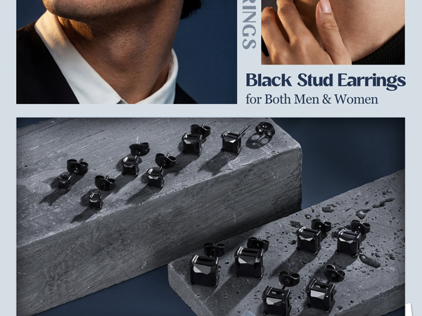 black earrings for men women mens stud earrings