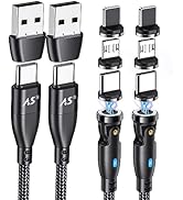 100W 540 Rotation Magnetic Charging Cable 3.3FT/6FT-2Pack, USB C to USB C Cable Fast Charge Magne...