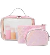 Bluboon 3 Pcs Makeup Bag Travel Toiletry Bags Clear Cosmetic Bag Gift for Girls Women Waterproof ...