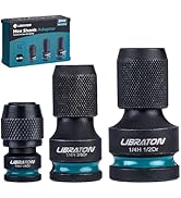 LIBRATON Impact to 1/4 Hex Converter, 1/2 3/8 1/4-INCH Drive Female to 1/4-Inch Hex Adapter, Impa...