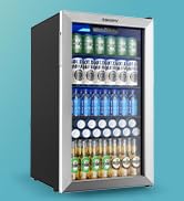 EUHOMY Mini Fridge 130 Can Beverage Refrigerator Cooler Glass Door for Soda Wine Beer, Beverage C...