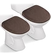 2pcs Toilet Lid Cover, Stretch Velvet Toilet Seat Cover for Bathroom, Ultra Soft Toilet Cover Lux...