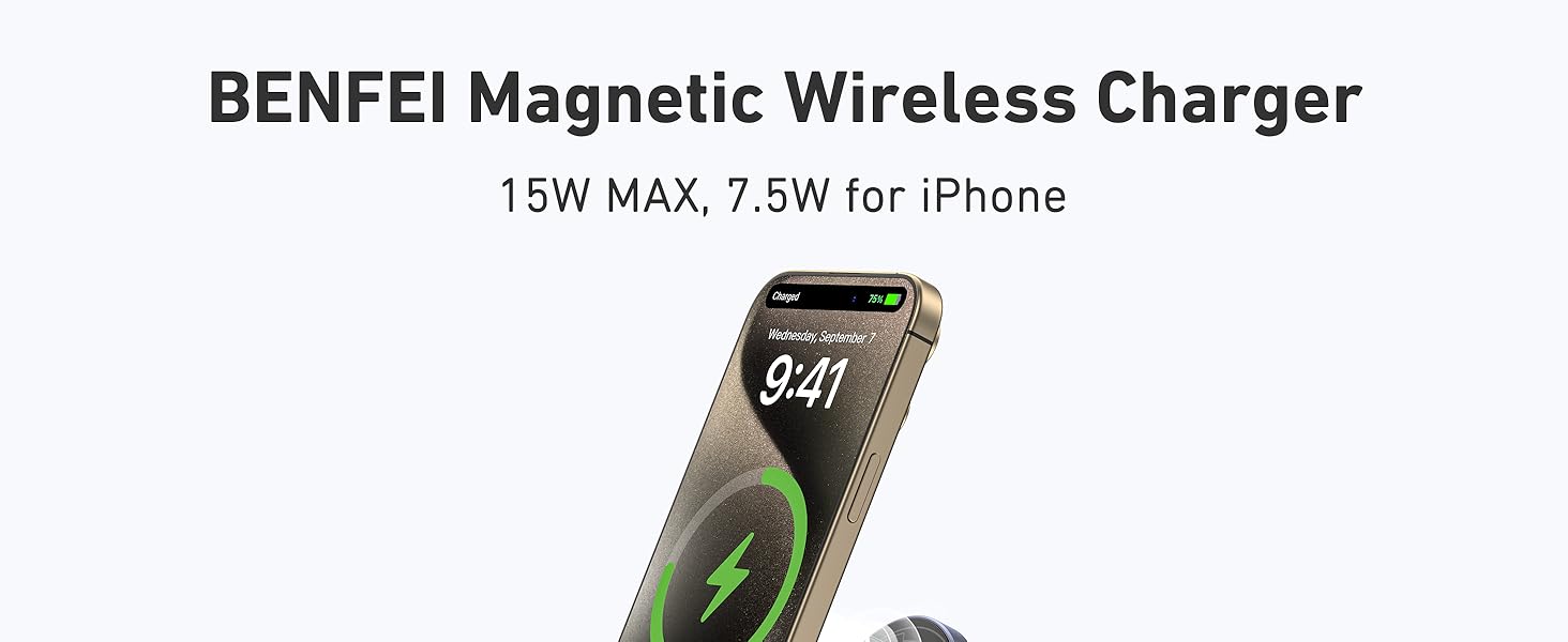 BENFEI Magnetic Wireless Charger 15w Compatible with MagSafe Charger