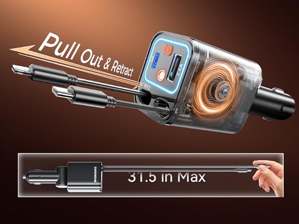 lisen retractable car charger iphone