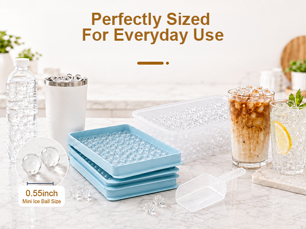 Mini Ice Cube Trays for Freezer with Lid