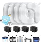 Veken Cat Water Fountain Filters, 4 Pack Replacement Filters &amp; 4 Pack Replacement Pre-Filter Spon...