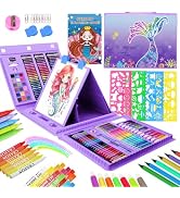 homicozy Art Supplies for Kids Ages 4-12,Mermaid Drawing Sets Art Case,Coloring Kits with Double ...