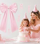 RELBRO Large Pink Bow, 46 x 20 Inch Satin Ribbon Tie with Adjustable Internal Support Layer for B...