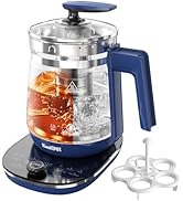 ICOOKPOT 1200w Electric Kettle, 1.5L Borosilicate Glass tea kettle, Hot water kettle electric for...