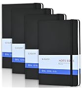 SUQJOY Journals Notebook, 4 Pack 160 Pages, A5 Size Black Notebooks College Ruled, Hardcover Note...