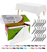 54in x 300Ft Plastic Table Cloth Roll with 18 Pcs Stainless Steel Clips