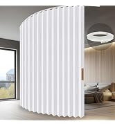 JILRON Hanging Accordion Room Divider with Track System - Ceiling-Mounted Partition Curtain, Simp...