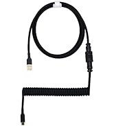 Kraken Pure Black Coiled Keyboard Cable - Artisan Coiled USB C Cable with Aviator Connector for M...