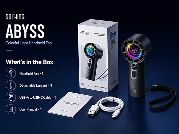 SOTHING Portable Handheld Fan with Dynamic RGB Light