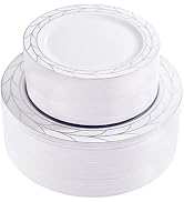 COLOSUS 100pcs Disposable Silver Plastic party plates, Heavy Duty Silver White Plastic Plates set...