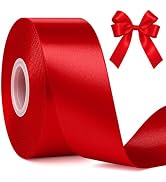 Fullive Red Ribbon 1 1/2 Inch, 30 Yards Red Ribbon for Gift Wrapping, Polyester Satin Christmas R...