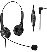 Call Center 2.5mm Telephone Headset with Microphone Noise Cancelling Landline Phone Headset with ...