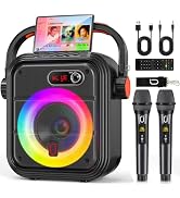 JYX Karaoke Machine with 2 Wireless Microphones, Bluetooth PA Speaker for Adults, Treble/Bass Con...