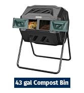 EAST OAK Compost Tumbler Outdoor, 43-Gal Dual Chamber Compost Bin with 2 Sliding Door and Aeratio...
