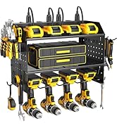 ZESEN Power Tool Organizer Wall Mount, 3 Layer Charging Station with 6 Outlets, 4 Drill Holders a...