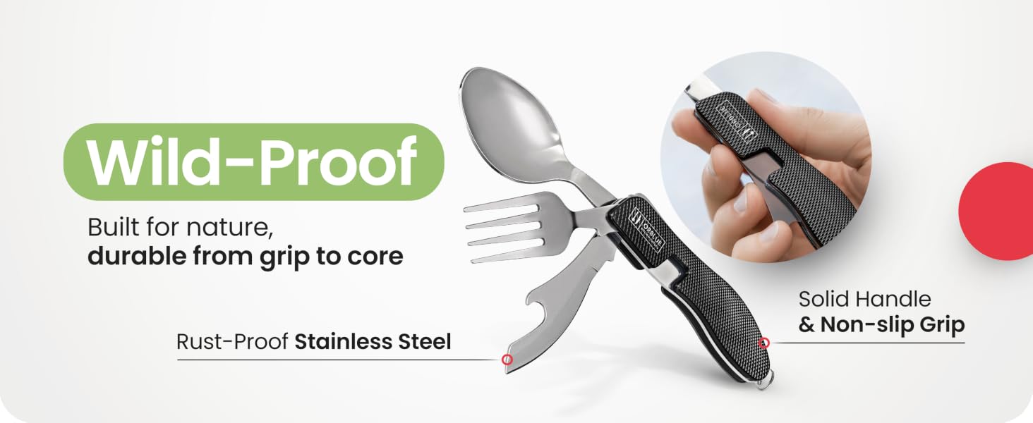 4-in-1 Camping Utensils 2-Pack Portable Travel Backpacking Cutlery