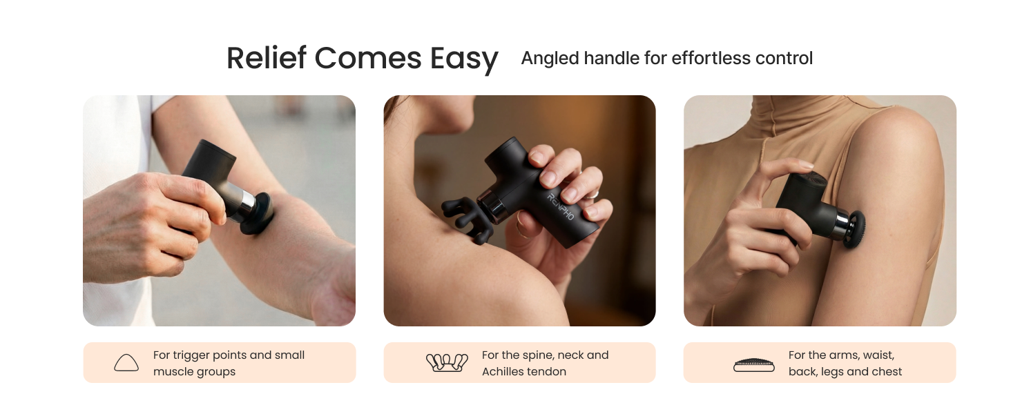 Relief comes easy, angled handle for effortless control