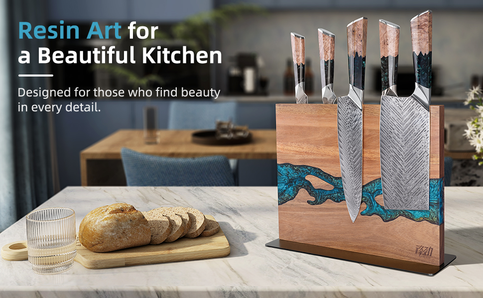 premium wood &amp; resin knife block