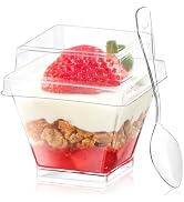 Qeirudu 2 oz Mini Dessert Cups with Lids and Spoons -100 Pack Plastic Dessert Shooter Cups Small ...