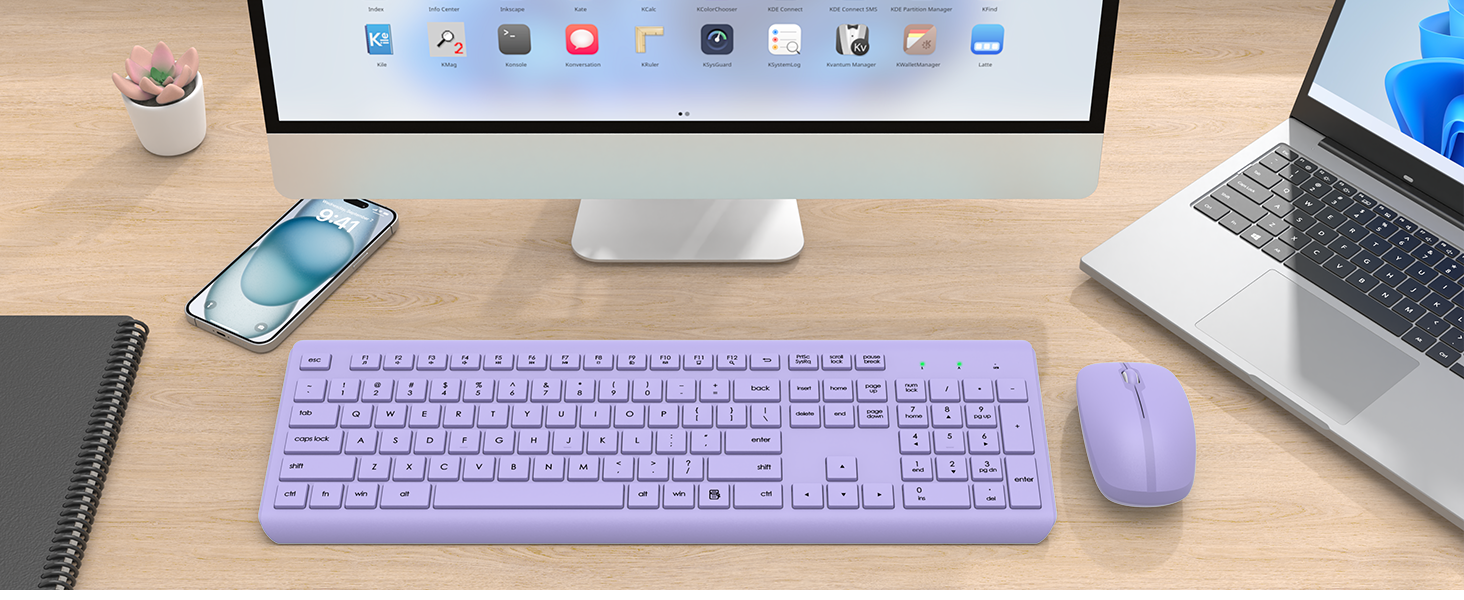 Wireless Keyboard and Mouse Combo, Full Size Silent Ergonomic Keyboard Mouse