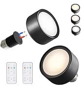 Vitnucrol 2 Pack Magnetic Battery Operated Light Bulbs with Remote Control, Black Cordless LED Pu...