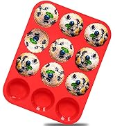 ANAEAT Silicone Muffin Pan - Regular 12 Cups Cupcake Tray, Non-Stick Silicone Baking Molds for Ma...