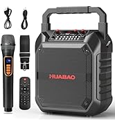 HUABAO Karaoke Machine, Portable Bluetooth Speaker with Wireless Microphone for Adults &amp; Kids, PA...
