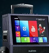 Professional Karaoke Machine with Lyrics Display Screen for Adults, 2 Wireless Microphones, LED L...