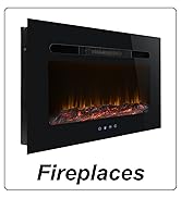 RecPro RV Fireplace | Recessed Electric Fireplace | Glass with Log View | Includes Remote (26