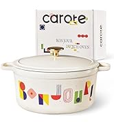 CAROTE 5QT Cast Iron Dutch Oven Pot with Lid, Enameled Floral Dutch Ovens with Gift Box, Versatil...
