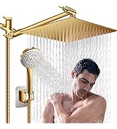 Shower Head,12'' Rain Shower Head with 11'' Adjustable Extension Arm and 5 Settings High Pressure...