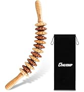 ONUEMP Wood Therapy Massage Tools, Wooden Bend Waist Thigh Massager &amp; Muscle Roller Stick, Madero...