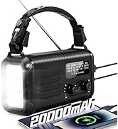 Emergency Crank Radio, 20000mAh / 74000mWh Solar Hand Crank Weather Radio with NOAA/AM/FM, Batter...