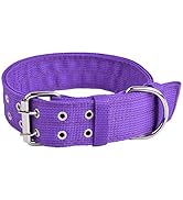 Buckle Dog Collar, 2 Wide Adjustable Nylon Military Tactical Dog Collars, 2-Rows D Ring Heavy Dut...