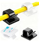 [100Pcs] Adhesive Cable Clips (Small, White&amp;Black) Under Desk Cable Management Clips - Strong Cor...