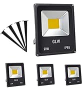 GLW 20W LED Landscape Lights 12V~60V AC/DC Flood Light Warm White 3000K Waterproof Garden Yard Pa...