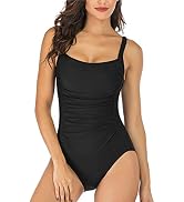 PHELRENA Women’s Slimming One Piece Bathing Swimsuits, Off Shoulder &amp; Backless Adjustable Strap T...